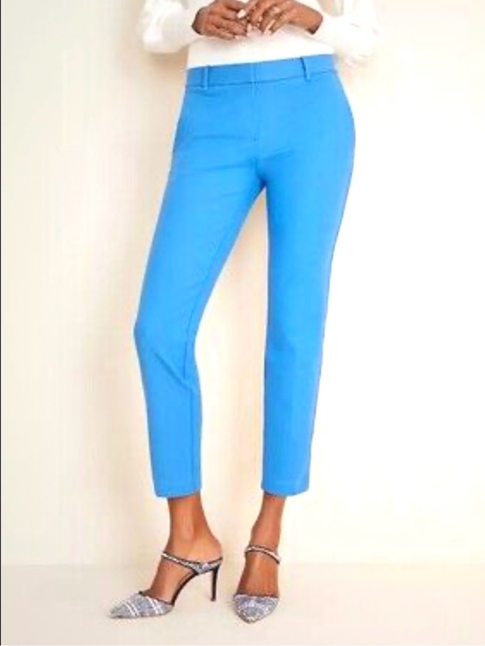 Ann Taylor Stretch Straight Leg Ankle Chino Pants Blue Women's Size 2 Petite